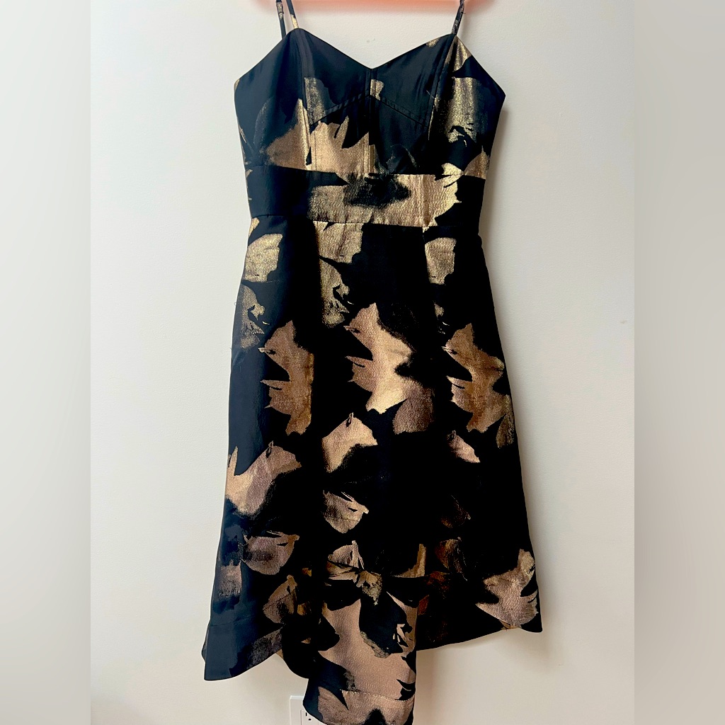 Shoshanna Midnight Black And Gold Formal Dress